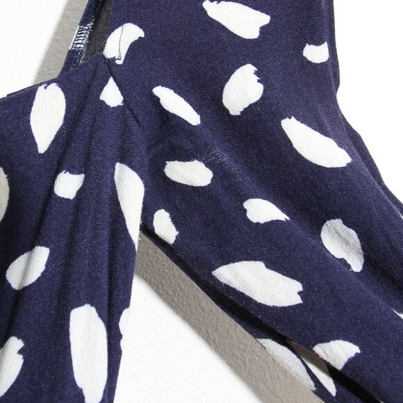 Reformation Sigmund Midi Dress Splatter Speckled Slit Navy Blue Long Sleeves 4 - Picture 5 of 16